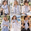 FAIRYGATE Damen Schal Vogel Blume Schmetterling Druck Lange Soft Neck Scarf Wickel Stola für Summer Beach Winter Geschenk(FDYT27006)