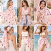 FAIRYGATE Damen Schal Vogel Blume Schmetterling Druck Lange Soft Neck Scarf Wickel Stola für Summer Beach Winter Geschenk(FDYT27007)