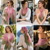 FAIRYGATE Georgette Chiffon Schal Damen Lange Schals Blume Muster Soft Wrap Simulation Seidenschal für Frühling Sommer Herbst Winter(38005)
