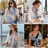 FAIRYGATE Georgette Chiffon Schal Damen Lange Schals Blume Muster Soft Wrap Simulation Seidenschal für Frühling Sommer Herbst Winter(38009)