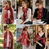 FAIRYGATE Georgette Chiffon Schal Damen Lange Schals Blume Muster Soft Wrap Simulation Seidenschal für Frühling Sommer Herbst Winter(38011)