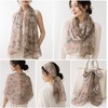 FAIRYGATE Georgette Chiffon Schal Damen Lange Schals Blume Muster Soft Wrap Simulation Seidenschal für Frühling Sommer Herbst Winter(38012)
