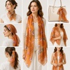 FAIRYGATE Georgette Chiffon Schal Damen Lange Schals Blume Muster Soft Wrap Simulation Seidenschal für Frühling Sommer Herbst Winter(38015)