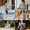 FAIRYGATE Georgette Chiffon Schal Damen Lange Schals Blume Muster Soft Wrap Simulation Seidenschal für Frühling Sommer Herbst Winter(38016)