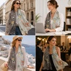 FAIRYGATE Georgette Chiffon Schal Damen Lange Schals Blume Muster Soft Wrap Simulation Seidenschal für Frühling Sommer Herbst Winter(38017)