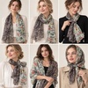 FAIRYGATE Georgette Chiffon Schal Damen Lange Schals Blume Muster Soft Wrap Simulation Seidenschal für Frühling Sommer Herbst Winter(38017)