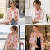 FAIRYGATE Georgette Chiffon Schal Damen Lange Schals Blume Muster Soft Wrap Simulation Seidenschal für Frühling Sommer Herbst Winter(38021)