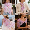 FAIRYGATE Georgette Chiffon Schal Damen Lange Schals Blume Muster Soft Wrap Simulation Seidenschal für Frühling Sommer Herbst Winter(38022)