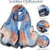 FAIRYGATE Georgette Chiffon Schal Damen Lange Schals Blume Muster Soft Wrap Simulation Seidenschal für Frühling Sommer Herbst Winter(FDKR38031)