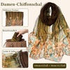FAIRYGATE Georgette Chiffon Schal Damen Lange Schals Blume Muster Soft Wrap Simulation Seidenschal für Frühling Sommer Herbst Winter(FDKR38032)