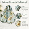 FAIRYGATE Georgette Chiffon Schal Damen Lange Schals Blume Muster Soft Wrap Simulation Seidenschal für Frühling Sommer Herbst Winter(FDKR38035)