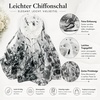 FAIRYGATE Georgette Chiffon Schal Damen Lange Schals Blume Muster Soft Wrap Simulation Seidenschal für Frühling Sommer Herbst Winter(FDKR38036)