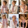 FAIRYGATE Georgette Chiffon Schal Damen Lange Schals Blume Muster Soft Wrap Simulation Seidenschal für Frühling Sommer Herbst Winter(Fdkr62020)
