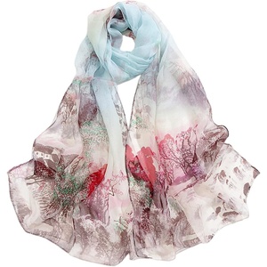 FAIRYGATE Chiffon Retro Schal Damen Leichtes Halstuch Seiden Chiffon Halstuch für Mädchen Frauen Halstuch Kopftuch(39010)
