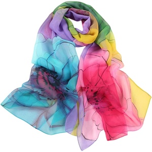FAIRYGATE Chiffon Retro Schal Damen Leichtes Halstuch Seiden Chiffon Halstuch für Mädchen Frauen Halstuch Kopftuch(Fdkra4219)