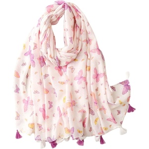 FAIRYGATE Damen Schal Vogel Blume Schmetterling Druck Lange Soft Neck Scarf Wickel Stola für Summer Beach Winter Geschenk(FDYT27007)