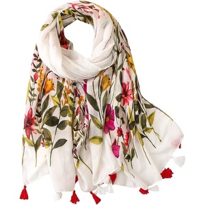FAIRYGATE Damen Schal Vogel Blume Schmetterling Druck Lange Soft Neck Scarf Wickel Stola für Summer Beach Winter Geschenk(Fdyt17226)