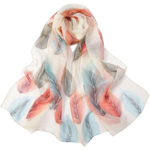 FAIRYGATE Georgette Chiffon Schal Damen Lange Schals Blume Muster Soft Wrap Simulation Seidenschal für Frühling Sommer Herbst Winter(38019)