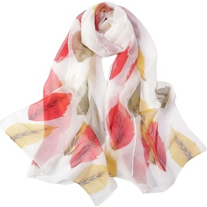 FAIRYGATE Georgette Chiffon Schal Damen Lange Schals Blume Muster Soft Wrap Simulation Seidenschal für Frühling Sommer Herbst Winter(38020)