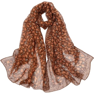 FAIRYGATE Georgette Chiffon Schal Damen Lange Schals Blume Muster Soft Wrap Simulation Seidenschal für Frühling Sommer Herbst Winter(Fdkr62005)