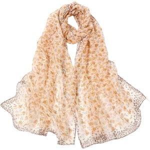 FAIRYGATE Georgette Chiffon Schal Damen Lange Schals Blume Muster Soft Wrap Simulation Seidenschal für Frühling Sommer Herbst Winter(Fdkr62006)
