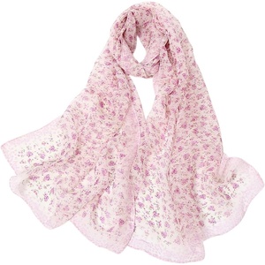 FAIRYGATE Georgette Chiffon Schal Damen Lange Schals Blume Muster Soft Wrap Simulation Seidenschal für Frühling Sommer Herbst Winter(Fdkr62007)