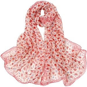 FAIRYGATE Georgette Chiffon Schal Damen Lange Schals Blume Muster Soft Wrap Simulation Seidenschal für Frühling Sommer Herbst Winter(Fdkr62009)