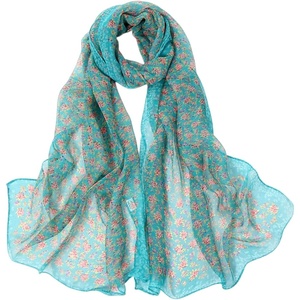 FAIRYGATE Georgette Chiffon Schal Damen Lange Schals Blume Muster Soft Wrap Simulation Seidenschal für Frühling Sommer Herbst Winter(Fdkr62011)