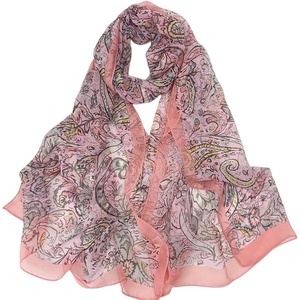FAIRYGATE Georgette Chiffon Schal Damen Lange Schals Blume Muster Soft Wrap Simulation Seidenschal für Frühling Sommer Herbst Winter(Fdkr62020)